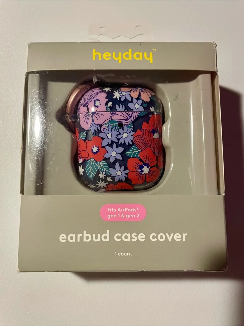 NIB Heyday Apple AirPods Gen 1 & 2 Earbud Case Cover Floral Poppy Flowers Pink
